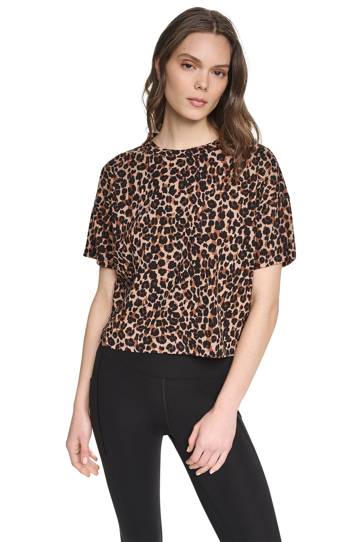 DKNY CROPPED ANIMAL PRINT TEE