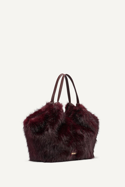 DKNY PAULA MEDIUM FAUX FUR TOTE