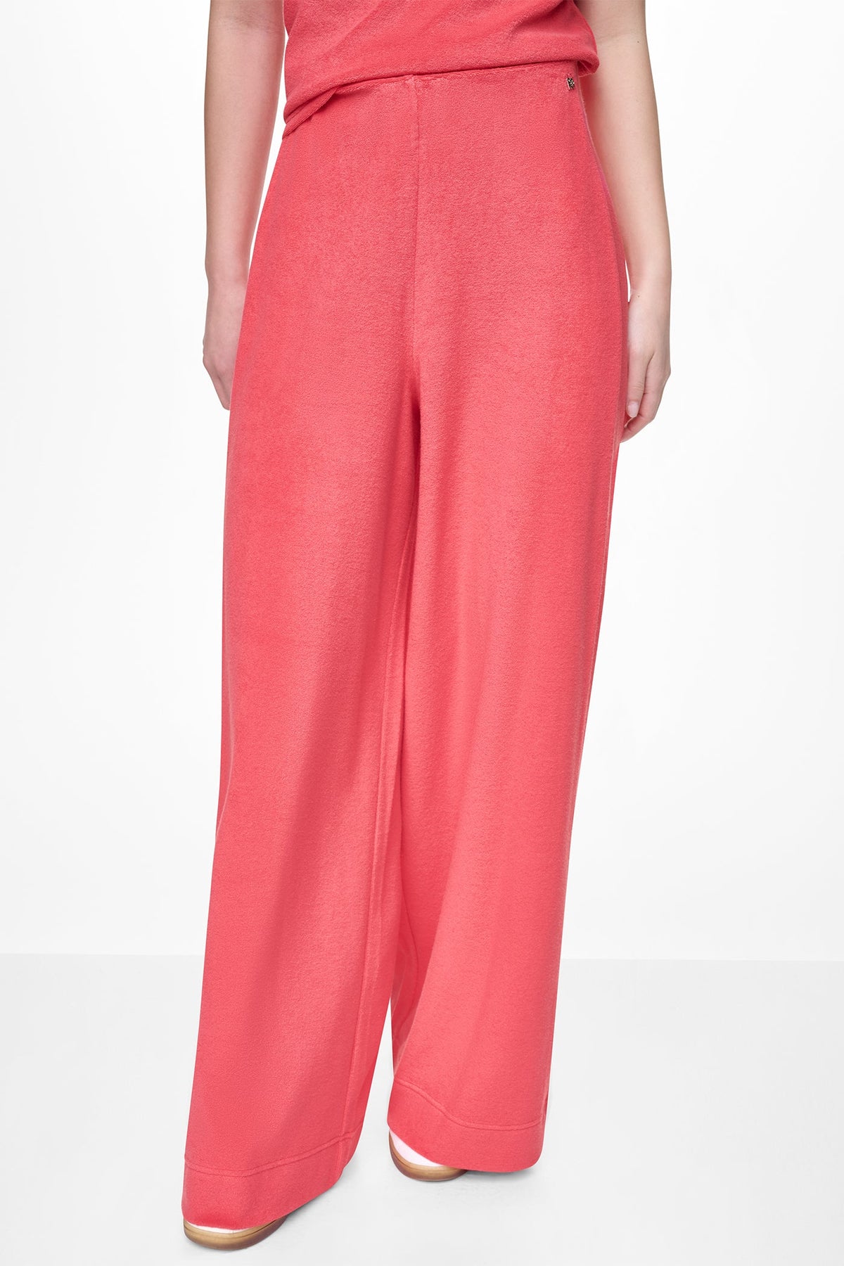 DKNY TOWELLING TERRY HIGH RISE WIDE LEG PANT
