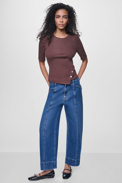 DKNY SHORT SLEEVE ASYMMETRIC TOP