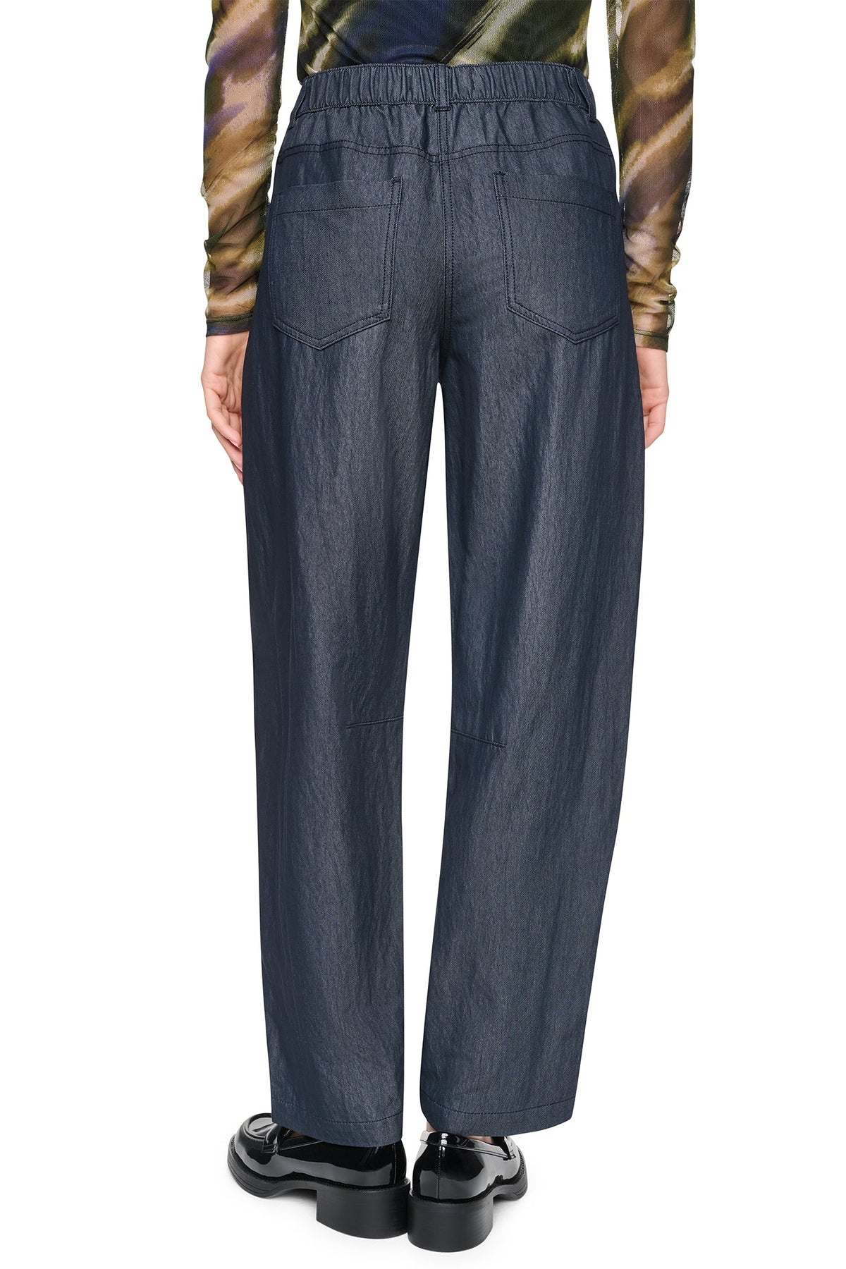 DKNY MID-RISE WASHED INDIGO WIDE LEG PANT