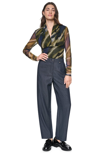 DKNY MID-RISE WASHED INDIGO WIDE LEG PANT