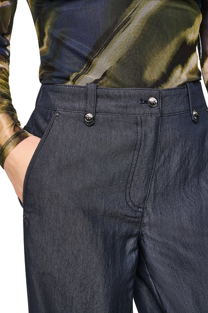 DKNY MID-RISE WASHED INDIGO WIDE LEG PANT