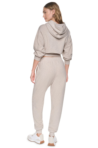 DKNY HIGH-RISE RHINESTONE JOGGER PANT