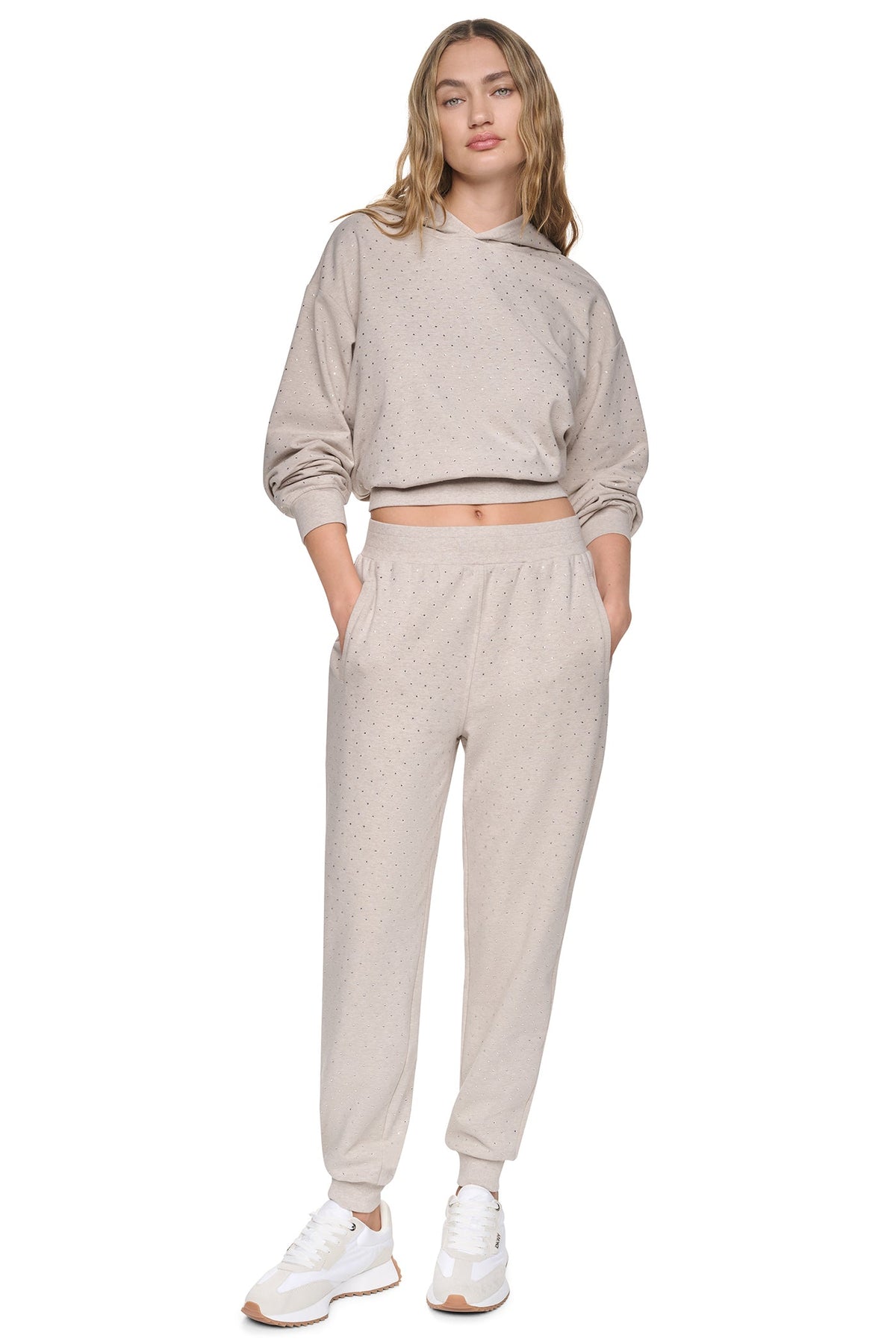 DKNY HIGH-RISE RHINESTONE JOGGER PANT