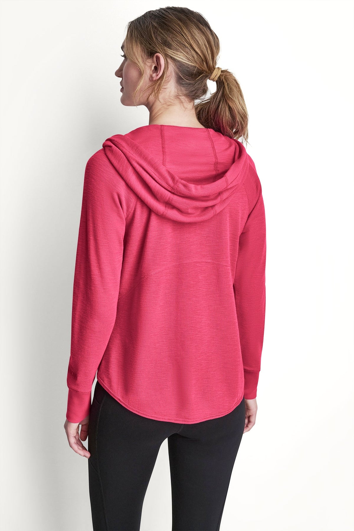 DKNY COTTON-BLEND SLUB WAFFLE-KNIT HOODIE