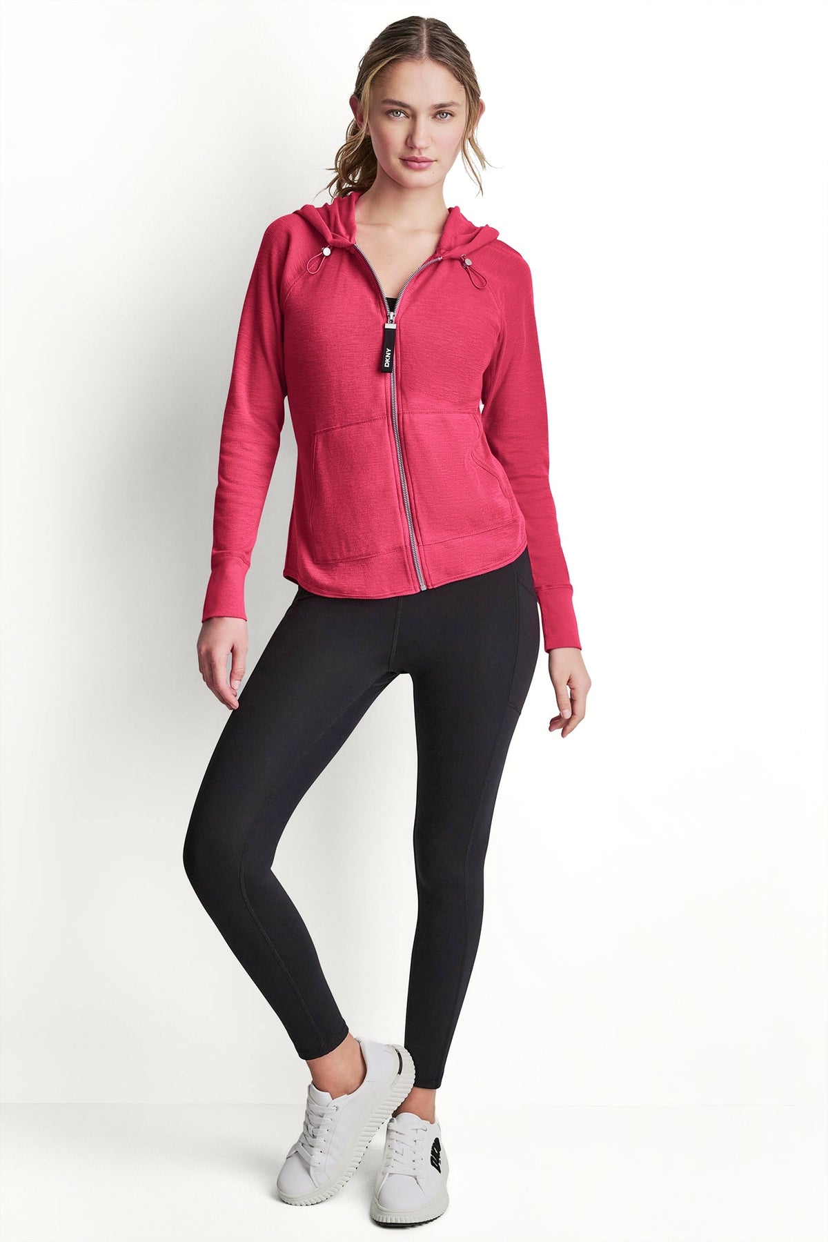 DKNY COTTON-BLEND SLUB WAFFLE-KNIT HOODIE