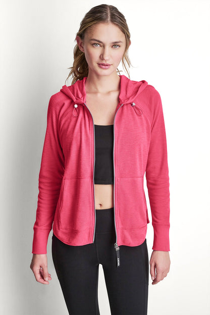 DKNY COTTON-BLEND SLUB WAFFLE-KNIT HOODIE