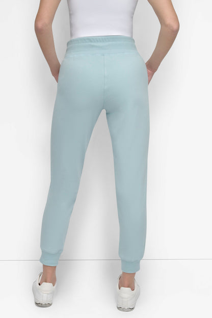 DKNY TWO-TONE HIGH-RISE LOGO DRAWSTRING SKINNY JOGGER