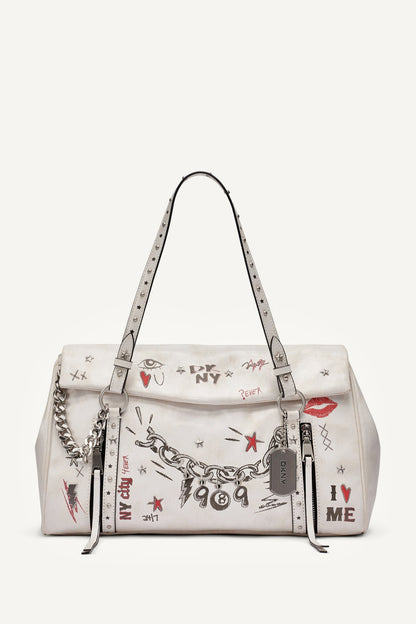 DKNY SKYE MEDIUM GRAFFITI SATCHEL