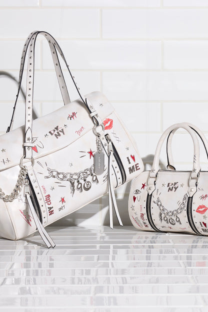 DKNY SKYE MEDIUM GRAFFITI SATCHEL