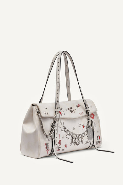 DKNY SKYE MEDIUM GRAFFITI SATCHEL