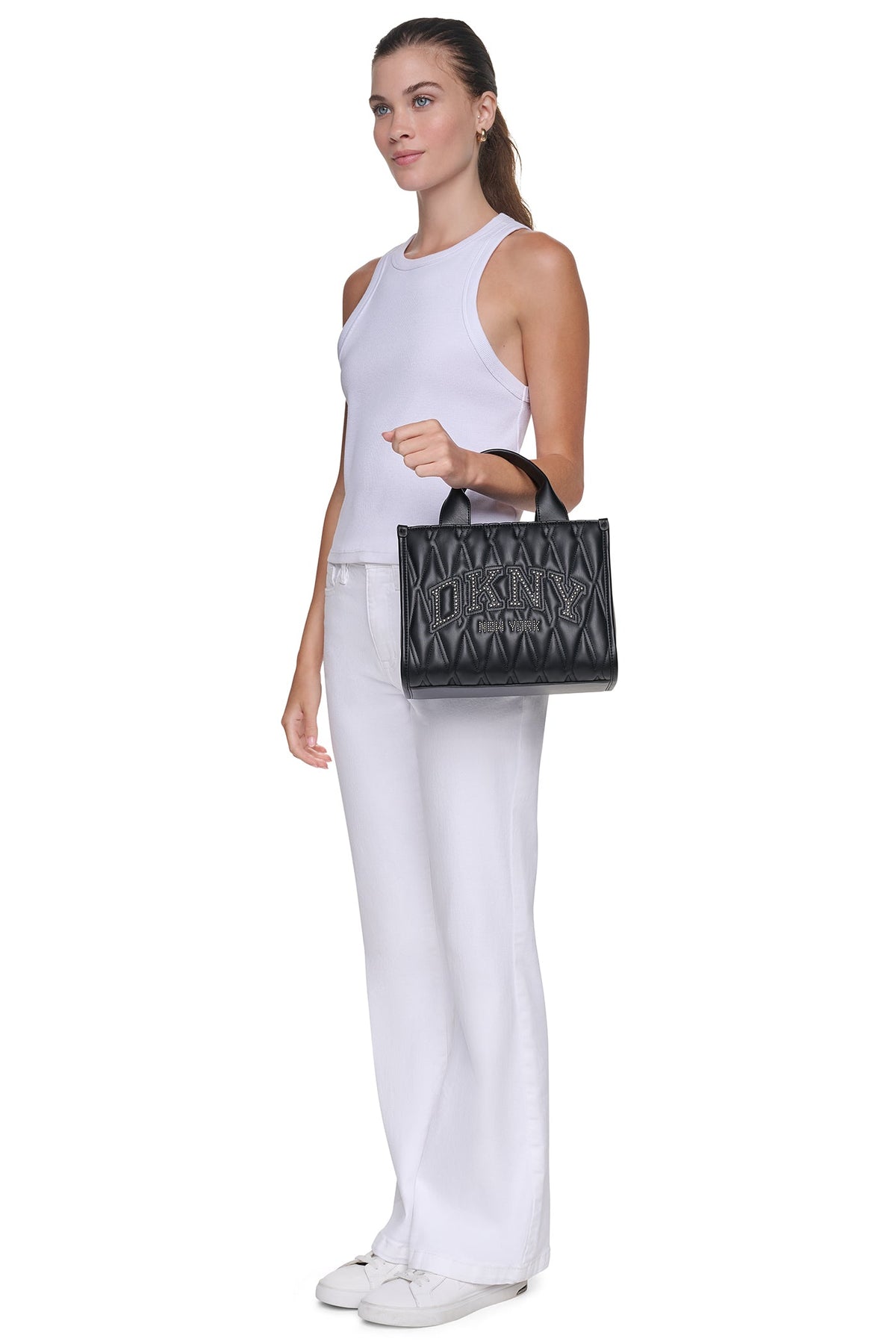 DKNY HADLEE SMALL QUILTED LOGO TOTE