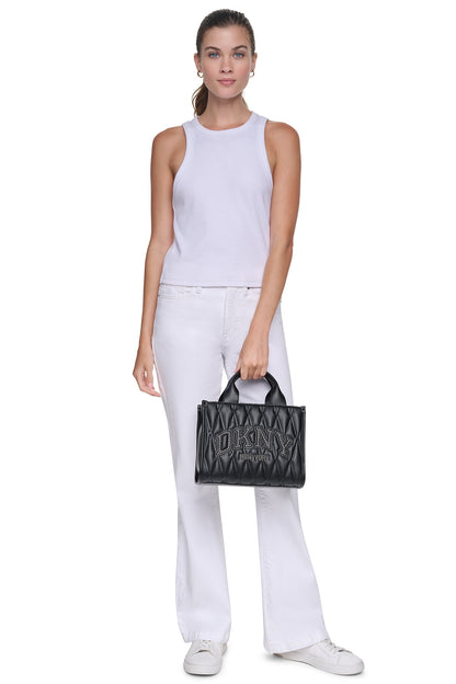 DKNY HADLEE SMALL QUILTED LOGO TOTE
