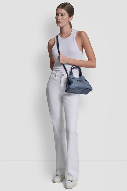 DKNY BRYAR DENIM SMALL SATCHEL