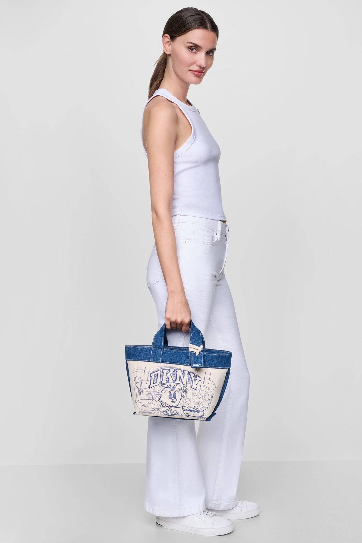DKNY BRADY CANVAS SMALL GRAFFITI LOGO CROSSBODY BAG