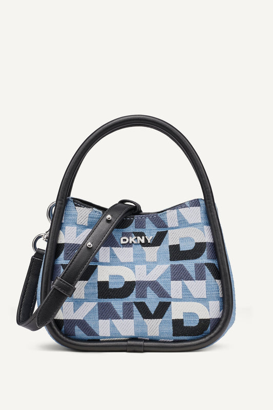 DKNY CAPRI DENIM LOGO HOBO CROSSBODY BAG