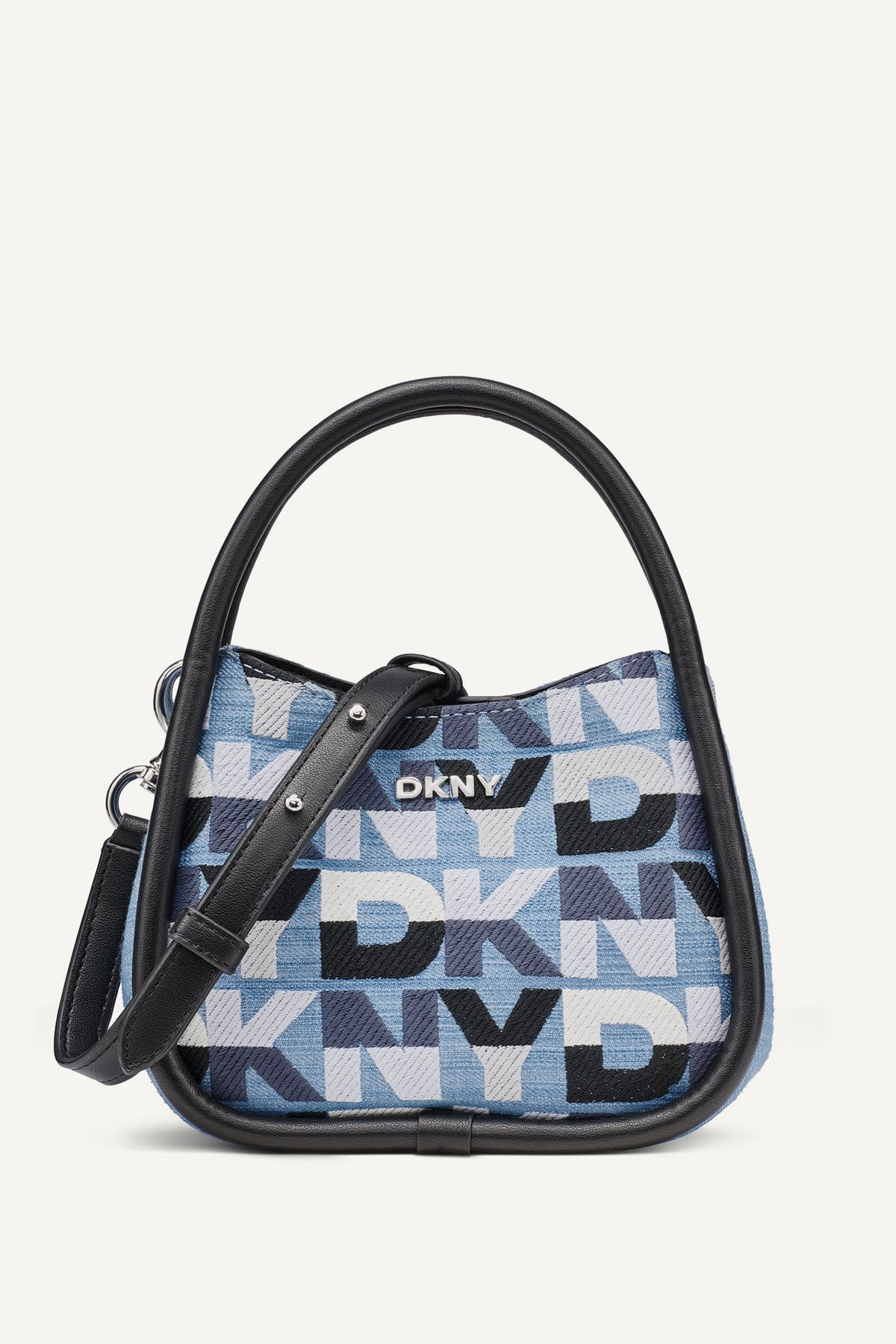 DKNY CAPRI DENIM LOGO HOBO CROSSBODY BAG