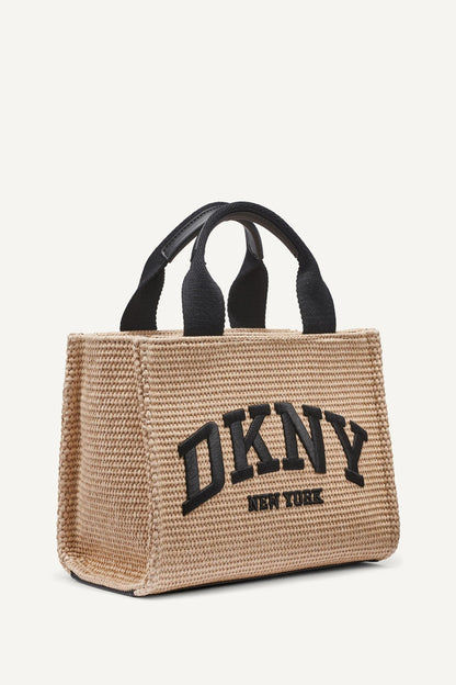 DKNY HADLEE SMALL STRAW LOGO TOTE