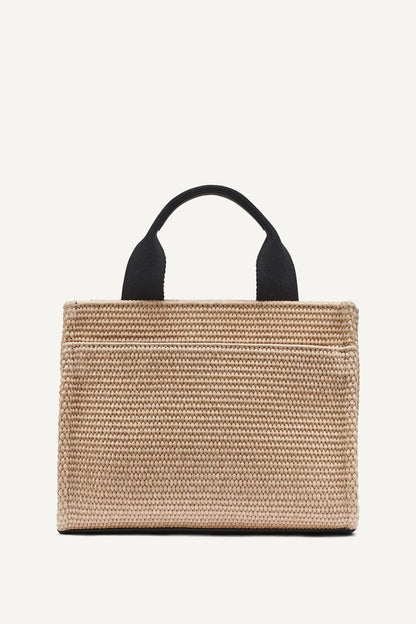 DKNY HADLEE SMALL STRAW LOGO TOTE