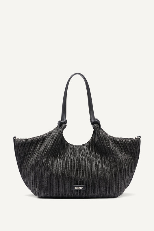 DKNY PAULA CROCHET RAFFIA MEDIUM COMMUTER TOTE