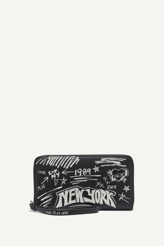 DKNY BRYAR LARGE ZIP AROUND WALLET WITH WRISTLET