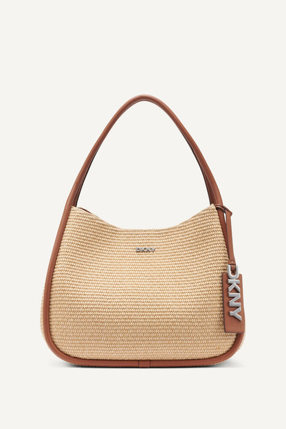 DKNY CAPRI WOVEN STRAW LARGE HOBO BAG