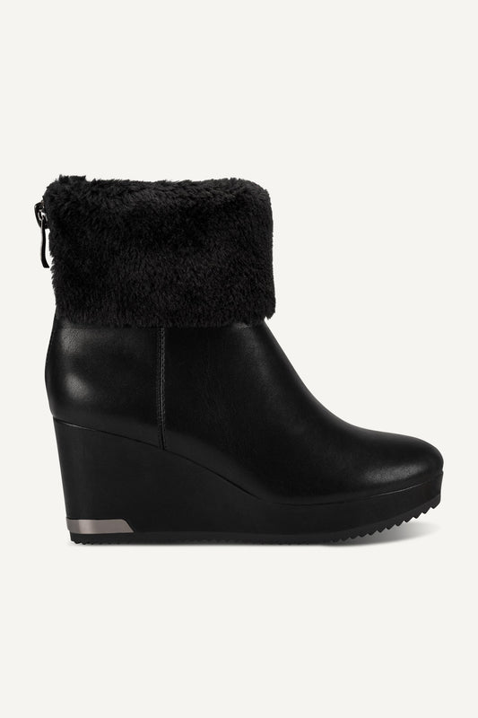DKNY NADRA FAUX SHEARLING WEDGE BOOTIE
