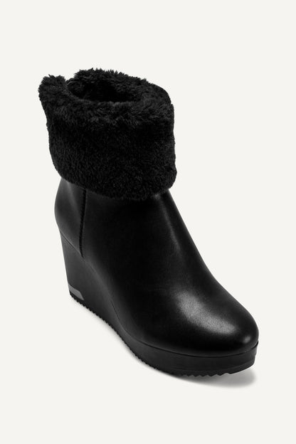 DKNY NADRA FAUX SHEARLING WEDGE BOOTIE
