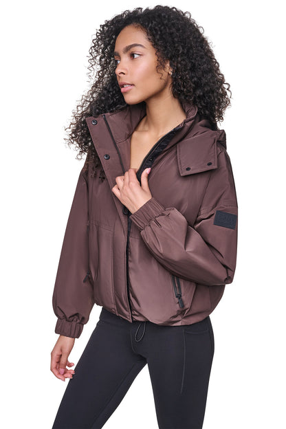 DKNY OVERSIZED LOGO HOODED JACKET