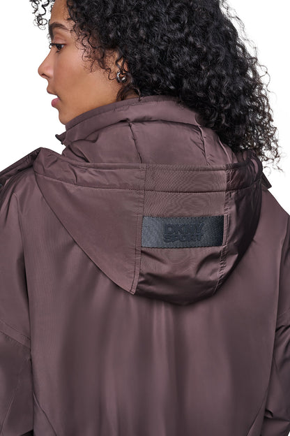 DKNY OVERSIZED LOGO HOODED JACKET