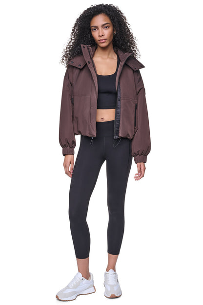 DKNY OVERSIZED LOGO HOODED JACKET