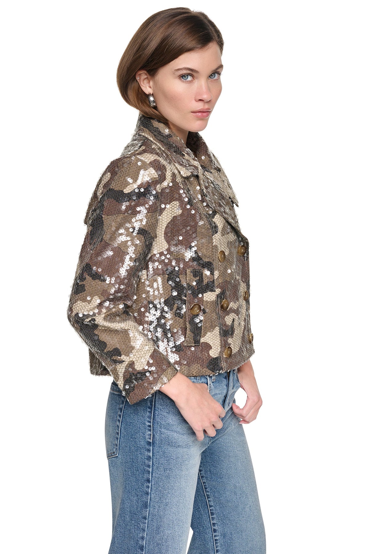 DKNY SEQUIN DOUBLE BREASTED TRENCH COAT