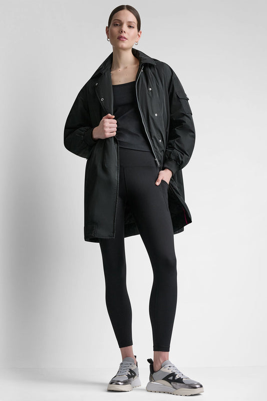 DKNY LONG JACKET WITH REMOVABLE HOOD