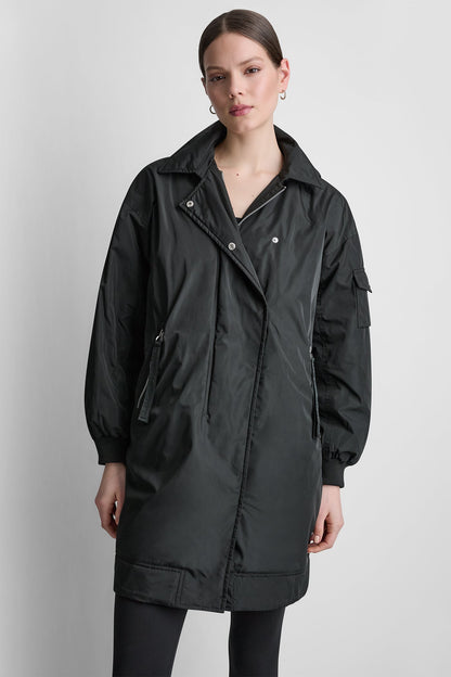DKNY LONG JACKET WITH REMOVABLE HOOD