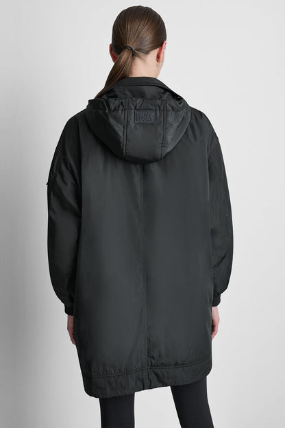 DKNY LONG JACKET WITH REMOVABLE HOOD