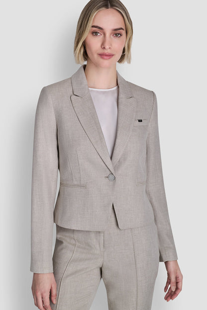 DKNY CROPPED SINGLE BUTTON BLAZER