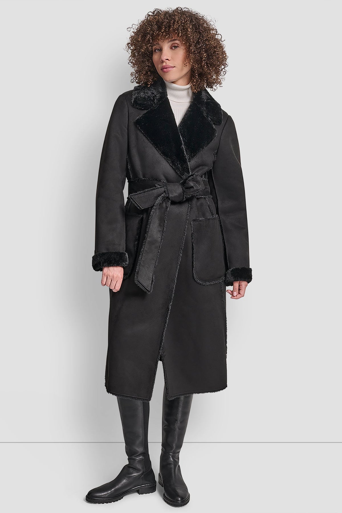 DKNY BELTED FAUX SHERLING