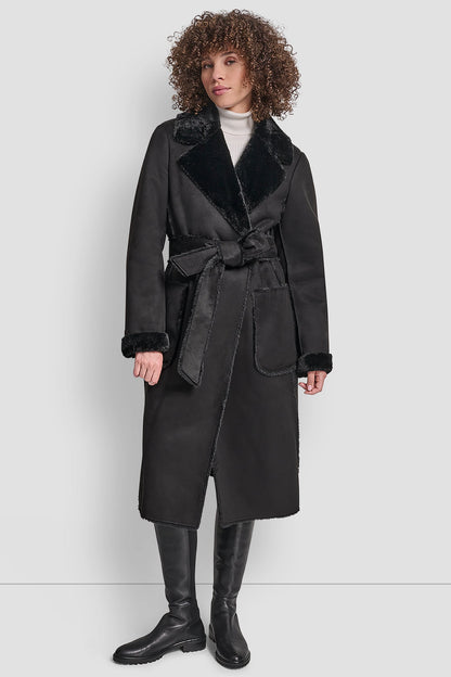 DKNY BELTED FAUX SHERLING