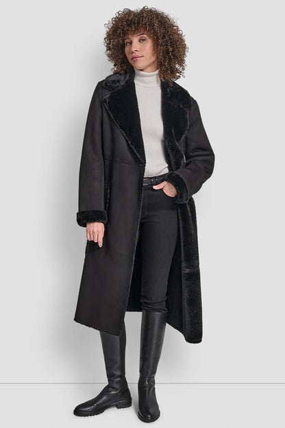 DKNY BELTED FAUX SHERLING