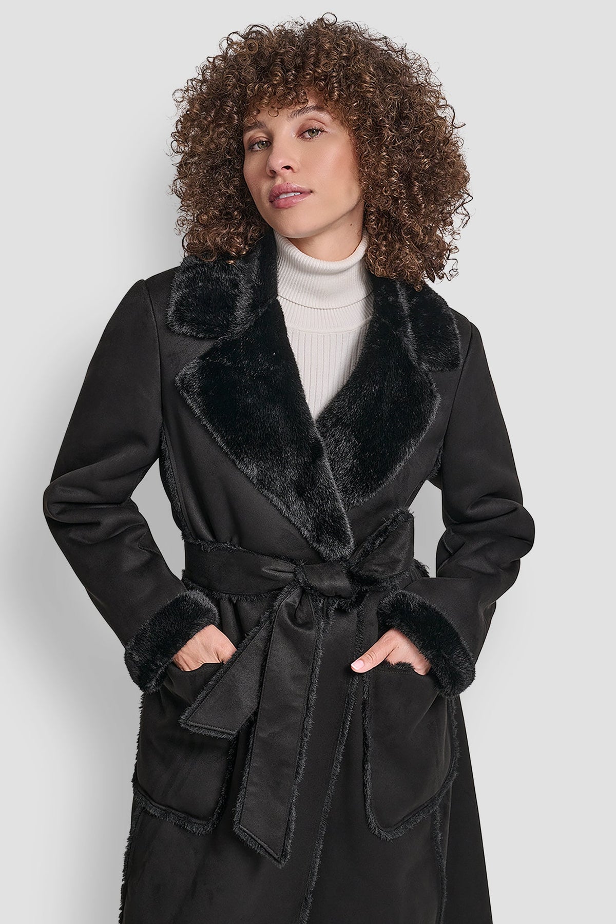 DKNY BELTED FAUX SHERLING