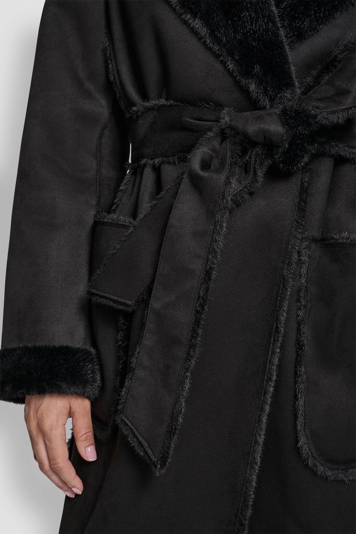 DKNY BELTED FAUX SHERLING