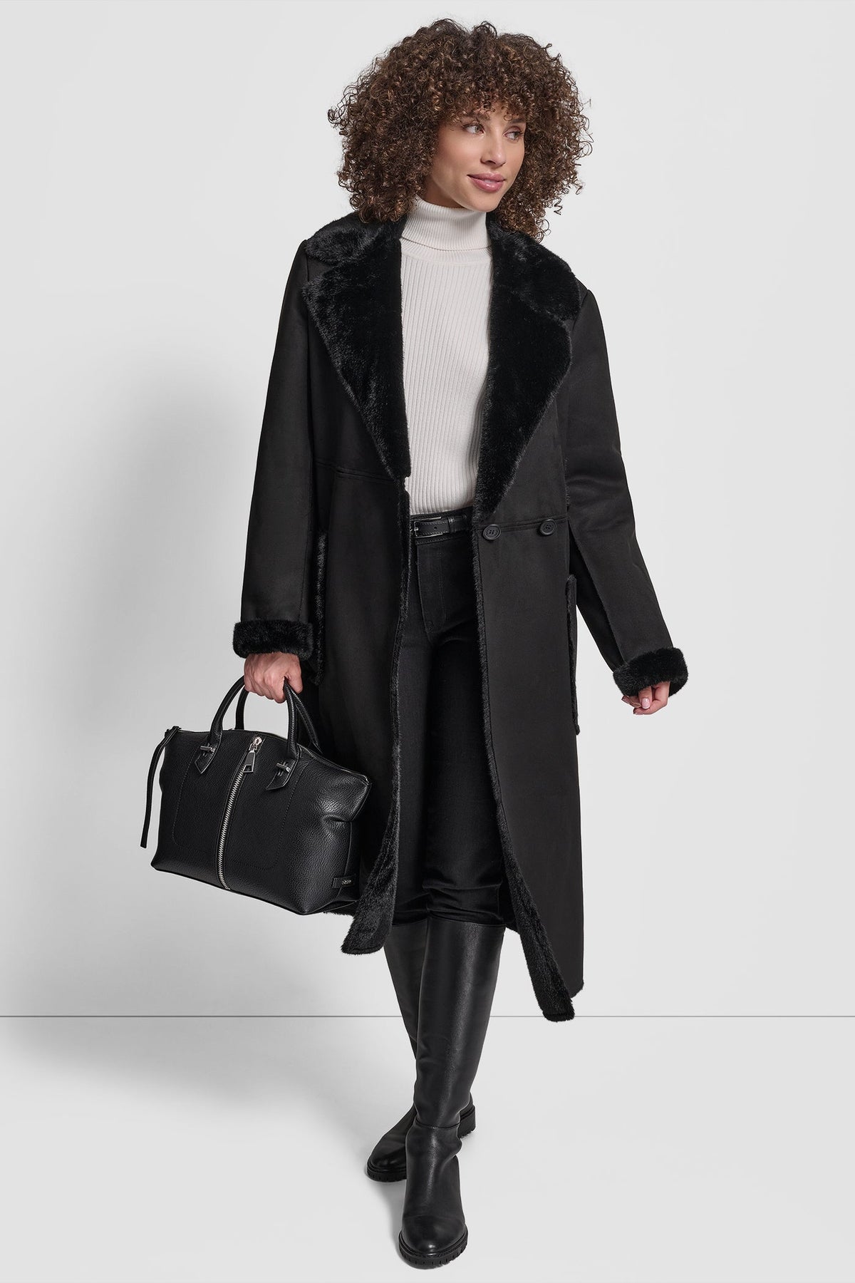 DKNY BELTED FAUX SHERLING