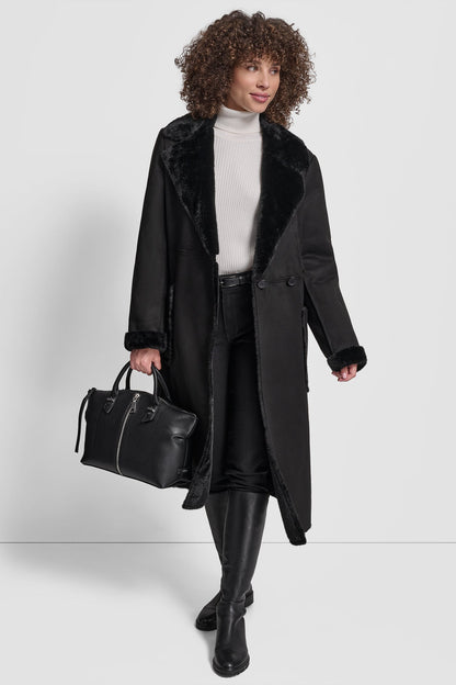 DKNY BELTED FAUX SHERLING