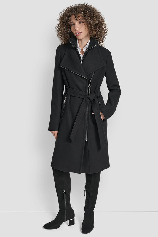 DKNY WOOL WRAP JACKET WITH INSERT