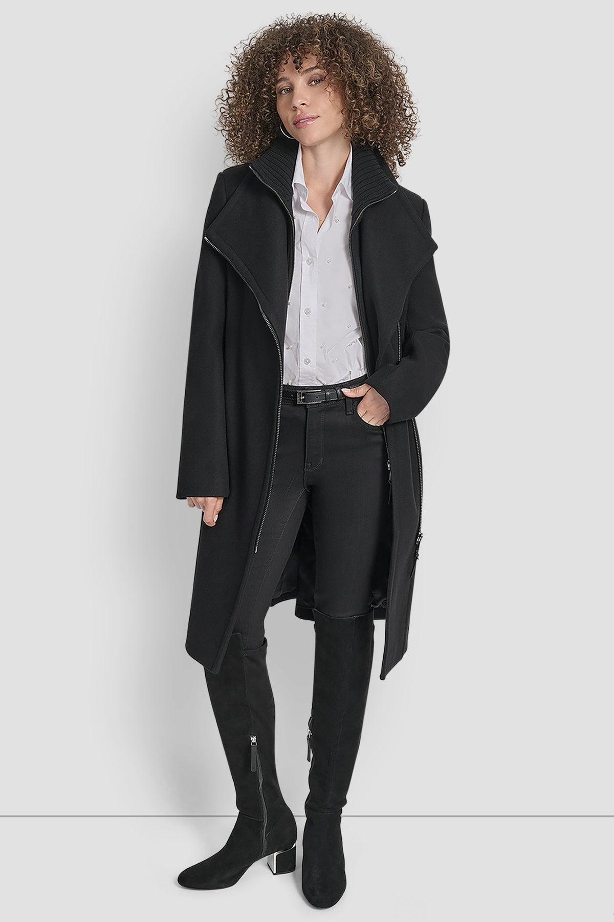 DKNY WOOL WRAP JACKET WITH INSERT