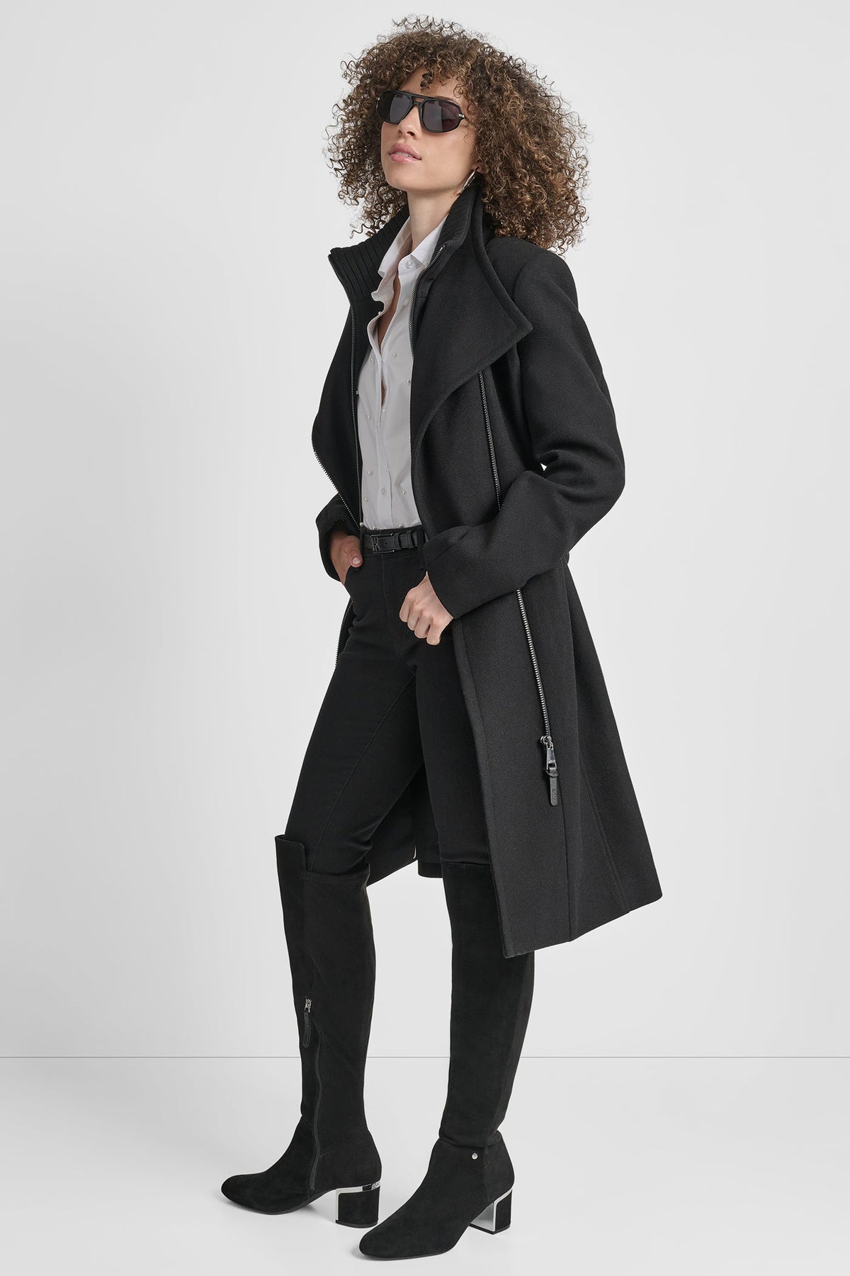 DKNY WOOL WRAP JACKET WITH INSERT