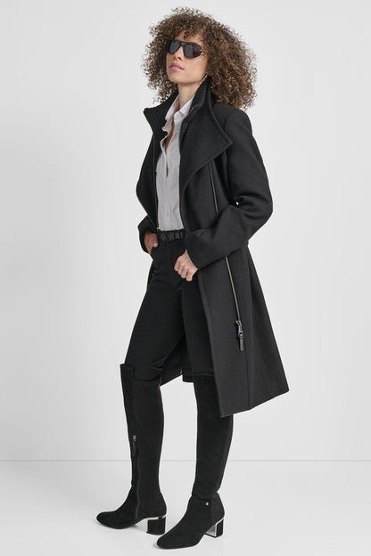 DKNY WOOL WRAP JACKET WITH INSERT