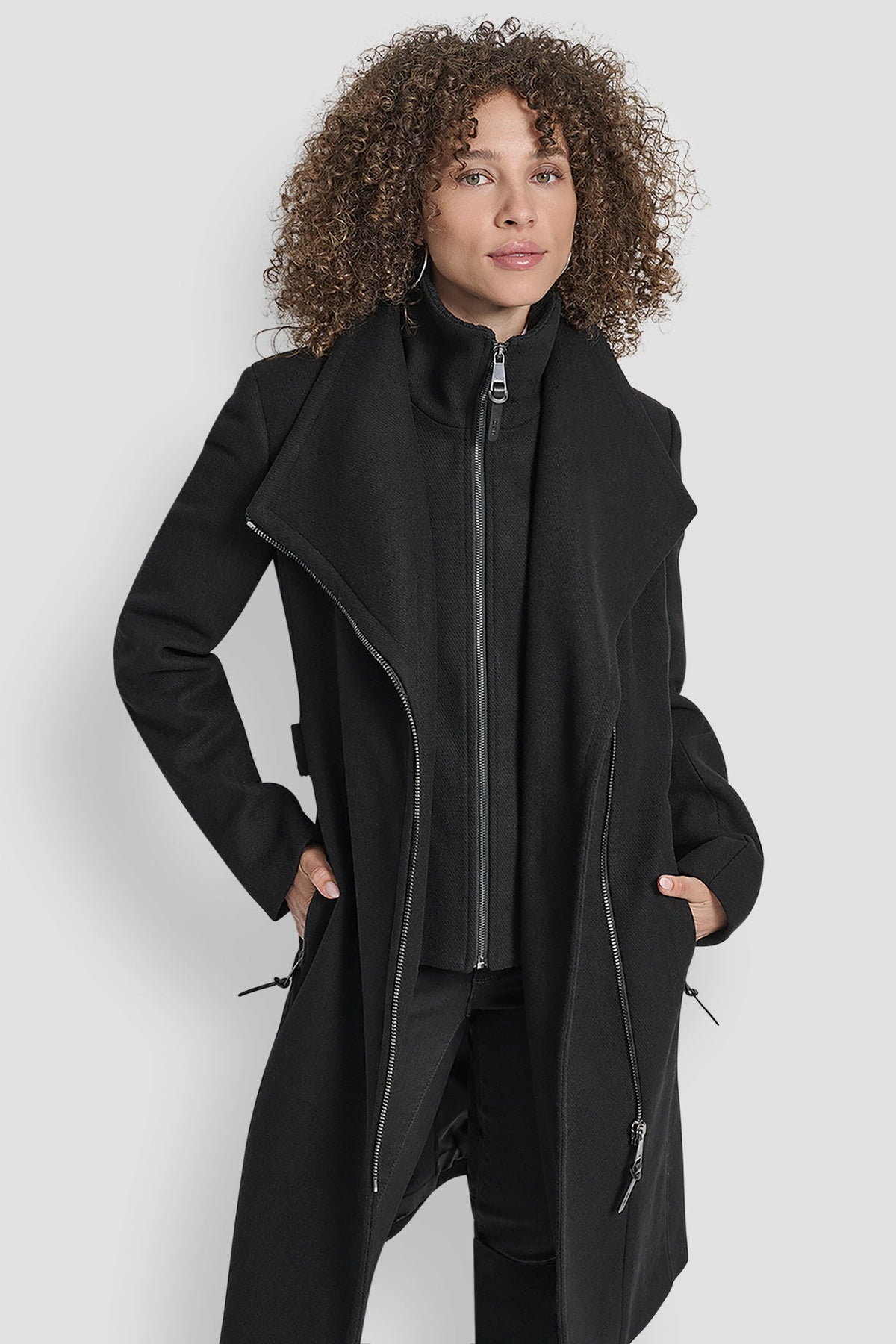 DKNY WOOL WRAP JACKET WITH INSERT