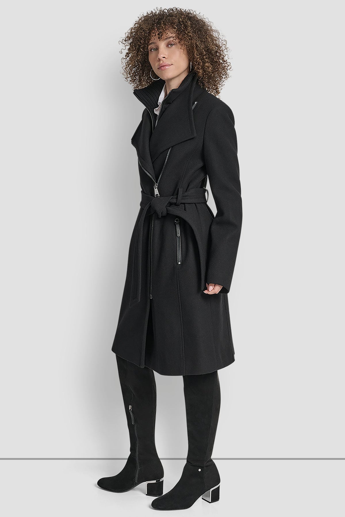 DKNY WOOL WRAP JACKET WITH INSERT